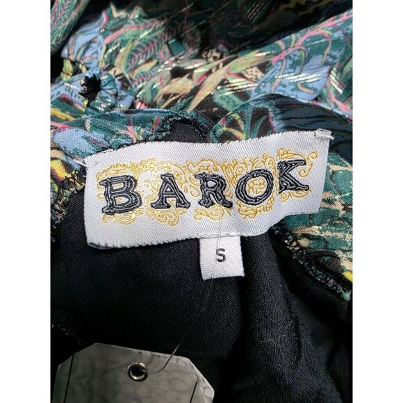 Tropical Print Maxi Dress With Crisscross Straps & Black Lace Trim By Barok - Picture 3 of 15